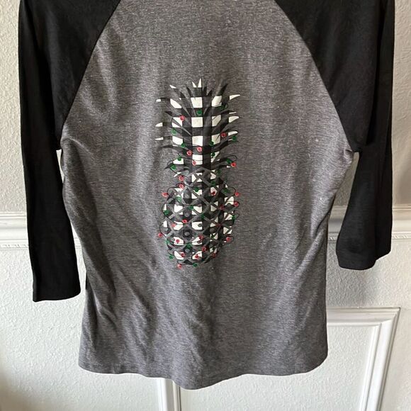 Christmas Boutique Women's Pineapple Christmas 3/4 Length Sleeve Tee - Picture 8 of 10